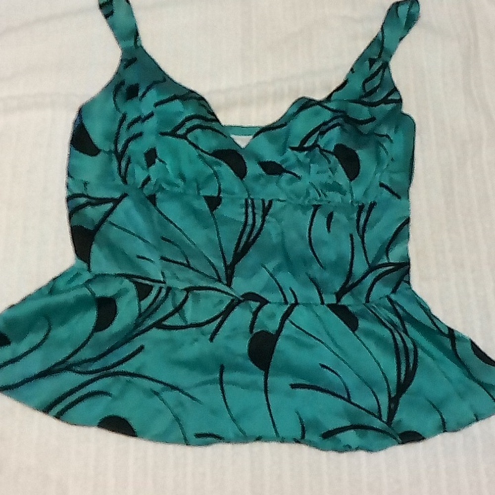 To the Max Teal and Black  Silk Camisole